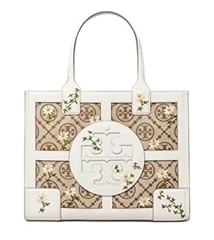 Tory Burch 80864 White Khaki Floral Design With Gold