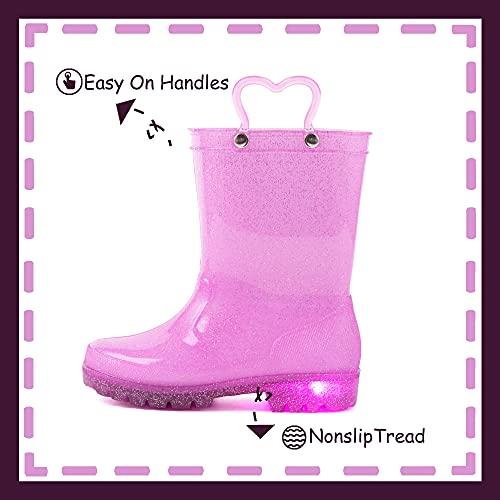 Image of Outee Toddler Kids Adorable Lightwight Waterproof Rain Boots Light Up by Steps