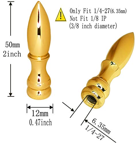 Hyamass 2Pcs Lamp Finial 2 Inch High Gold Cap Bullets Knob Lamp Shade Finial Decoration Dual Thread Accessories (Gold) #TOP1