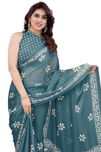 Image of MIRCHI FASHION Saree for Woman Chiffon Batik Printed | Lightweight Daily Wear Women's Office Sari with Blouse Piece (Available in 40 Colours)