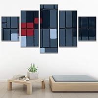 SIGNWIN 5 Panel Canvas Wall Art Abstract Colorful Geometric Hallway Minimalist Mixed Media Multicolor Patterns for Home Decorations Ready to Hang - 60