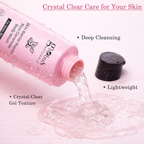 Image of Globus Naturals Rice Ceramide Bath & Body Gift Set for Glass Skin | Body Wash 250ml, Body Lotion 250ml & Face Soap 75g, Loofa | Hydrating, Skin Barrier Repair & Glow Body Care Gift Set