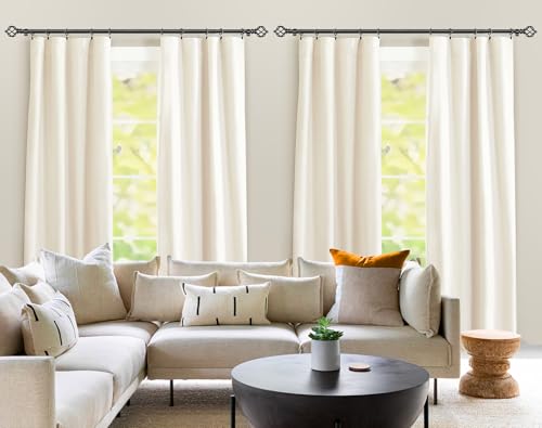 Tringle à rideaux extensible noire 80-218cm avec embouts cage torsadée
