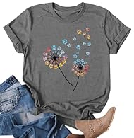 Premium Fabrics: This summer dandelion graphic t-shirt for women is crafted from high-quality material. It's soft and smooth to the touch, offering a comfortable fit with excellent stretch. The fabric is soft with a slight stretchiness and is highly ...