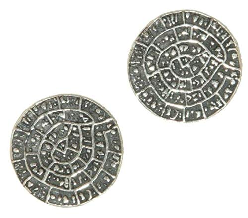 Boucles d'oreilles disque Phaistos en argent sterling 925 Mythique grec S Cover