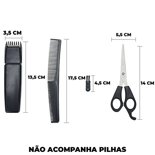 Kit Máquina A Pilha De Cortar Cabelo E Barba Aparador De Pelos Com Tesoura E Pente Design Ergonômico