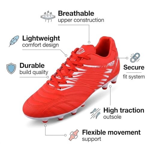 Image of Vizari Valencia Firm Ground Soccer Cleats for Men & Women - Adult Football Shoes with Wide Fit, TPU Studs, Comfortable Design, Size 6.5 to 13 (Unisex)