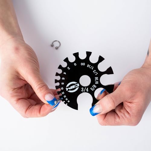 Pierced Owl Body Jewelry Piercings Gauge Measurement Wheel, Black Acrylic - MM & Gauges2