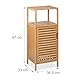 Relaxdays Badschrank Bambus, HBT: 87 x 36,5 x 33 cm, schmales Badregal mit Tür, 2 offene Ablagen, Badkommode, Natur
