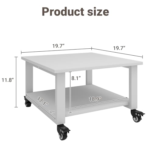 Image of Natwind 2 Tier Laser Printer Stand,20''x20'' Under Desk Printer Cart, White