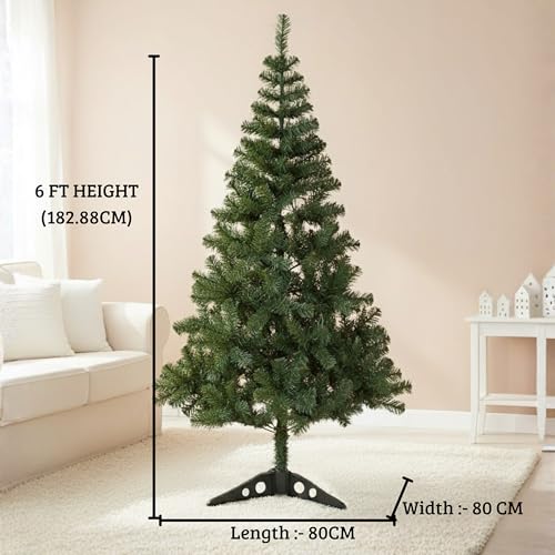 Image of CraftVatika Christmas Tree 6 feet for Xmas Party Decorations, X Mas Tree for Home Office Table Decor, Christmas Party Decoration Items, Merry Christmas Decoration Tree with Stand for Xmas Decoration