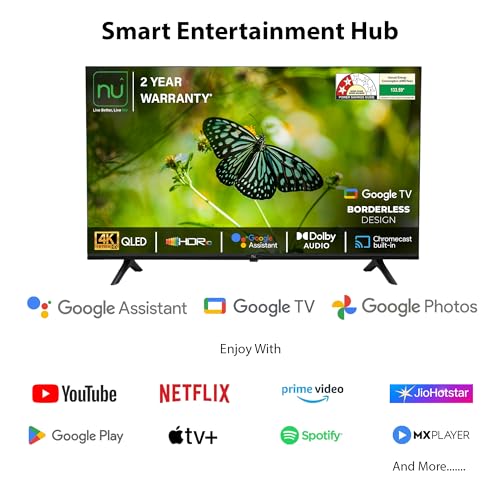 Image of NU 108 cm (43 Inches) New 2025 Borderless Series 4K QLED Smart Google TV LED43QUGNX