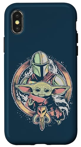 Coque iPhone X XS Star Wars The Mandalorian Mando et L'Enfant protection arrière