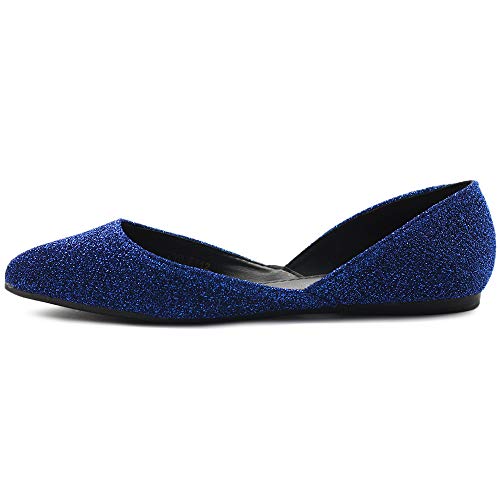 Ollio Women's Shoes Glitter Casual Comfort Light Pointed Toe Ballet Flats F1122