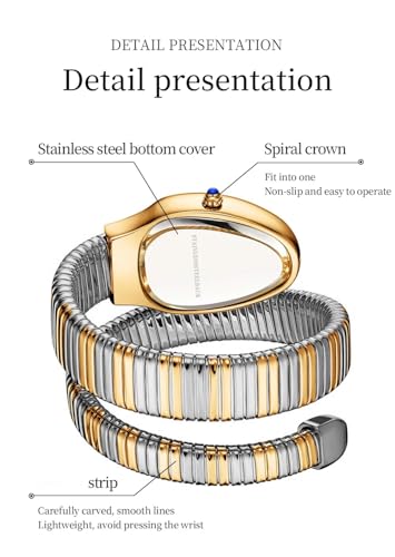 Image of Shocknshop Analog White Dial Diamond-Embellished Snake Spiral Bracelet Watch for Women -WCH166