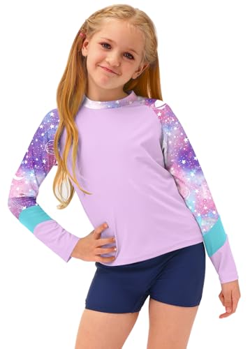 Image of BesserBay Girls Rash Guard UPF 50+ Raglan Sleeve Swim Shirt 6-14 Years