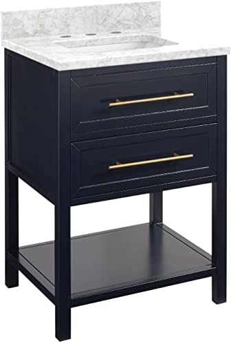 Signature Hardware 460541 Robertson 24" Free Standing Single Vanity Set with Mahogany Cabinet, Vanity Top, and Rectangular Undermount Vitreous China Sink - 3 Faucet Holes