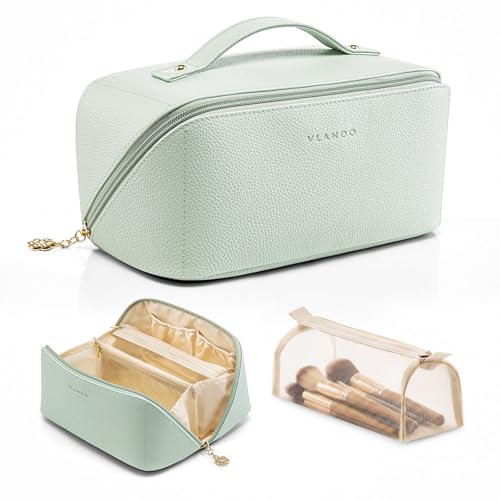 Trousse de maquillage de voyage Vlando en cuir PU étanche et élégant pour vos déplacements