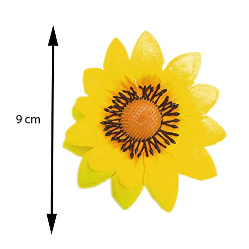 Image of Plastic Artificial 9 cm 50 PIS Big Sunflower Flower Head for Wedding Home DIY Party Decoration Hair Clip Craft (Yellow 9cm X 9cm) (50)