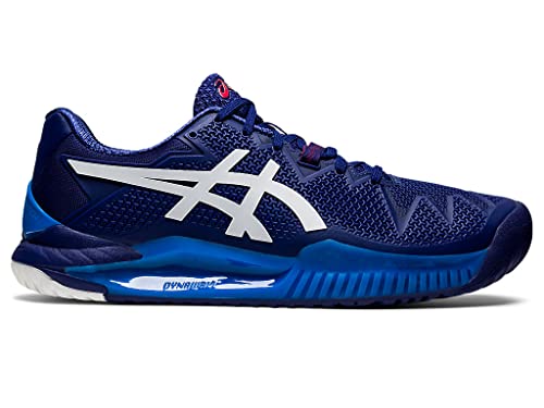 Chaussure de tennis ASICS Resolution 8 pour homme blanc bleu terrain rapide