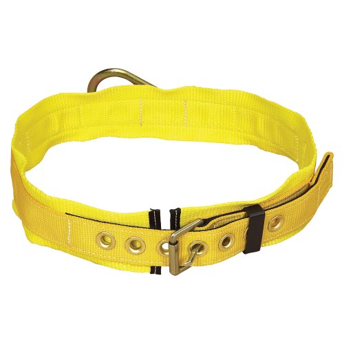 3M DBI-SALA 1000004 Tongue Buckle Belt, Back D-Ring, 3-Inch Hip Pad, Large, Yellow