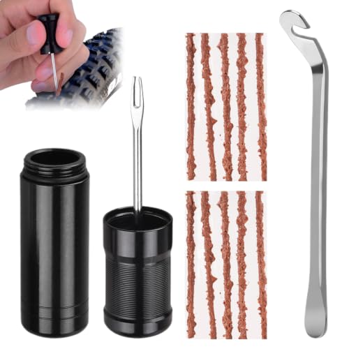 LAPQOS Kits de reparación de neumáticos para bicicletas,Kit de herramientas de 12 piezas para reparación de bicicletas y motocicletas: Tacos de reparación rápida de neumáticos tipo horquilla