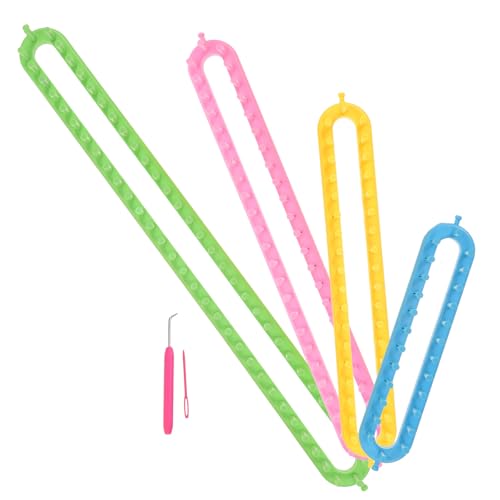 Métier à tricoter plastique 4 pièces, outil tissage DIY pour tricoter bonnet écharpe débutant