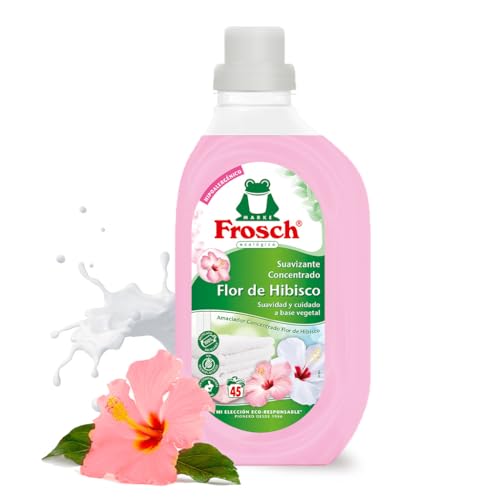 Frosch - Suavizante Concentrado Liquido Ecológico con Flor de Hibisco, Apto para Ropa Blanca y de Color, Protege y Revitaliza el Color y Fibras del Tejido, Dermatológicamente Testado - 900ml