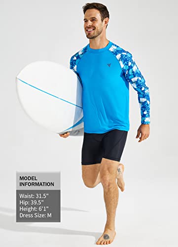 Men's Swim Shirts Long Sleeve Upf 50+ Rash Guard Sun Protection Uv Spf Dry Fit T-Shirts Surf Hiking Fishing Swimming Diving Water Shirts, Blue L #TOP4