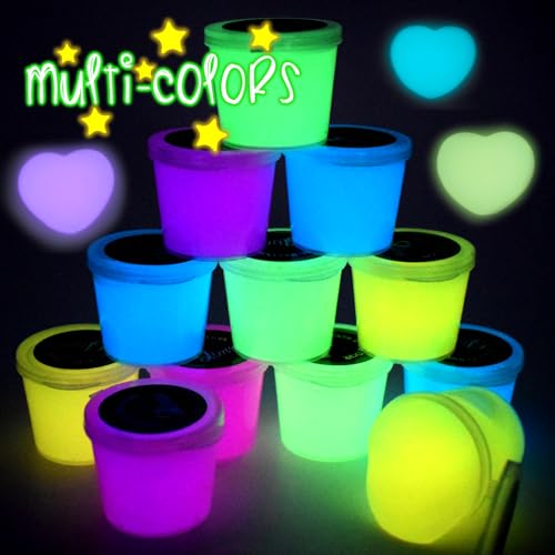 12 Pack Galaxy Slime Kit Glow in The Dark Set, Party Favors for Girls Boys, DIY Putty Stress Relief Toy for Goodie Bags Stuffers Christmas Easter Toys - Image 2