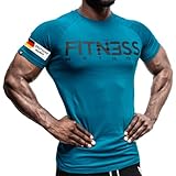 Fitness Method, Sport T-Shirt Herren, Slim-Fit Shirt bequem & hochwertig Männer, Rundhals & Tailliert, Training & Freizeit, Gym & Casual Workout Mann, 95% Baumwolle, 5% Elastan, (Petrol - Schwarz L)