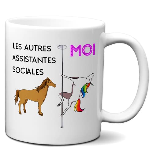 Tasse-Mug Meilleure Assistante Sociale Licorne - Idée Cadeau Humour Original Anniversaire