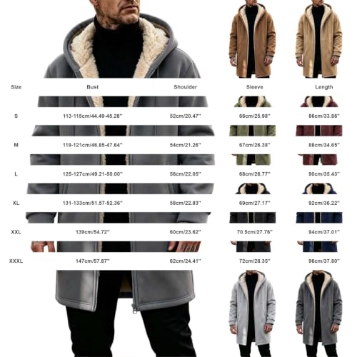 Long Winter Coats for Men Hooded Full Zip Oversized Warm Fleece Jacket - image 6