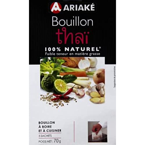 Ariaké Bouillon Thaï, à boire et à cuisiner, 100 % naturel - Les 5 sachets soit 70g