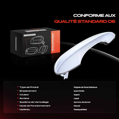 Poignée de porte extérieure droite pour X5 E53 2000-2006 - 3