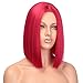 ENTRANCED STYLES Red Wig Synthetic Straight Hair Middle Part Wig Shoulder Length Bob Wigs for Women Colorful Bob Wigs for Party & Cosplay Use