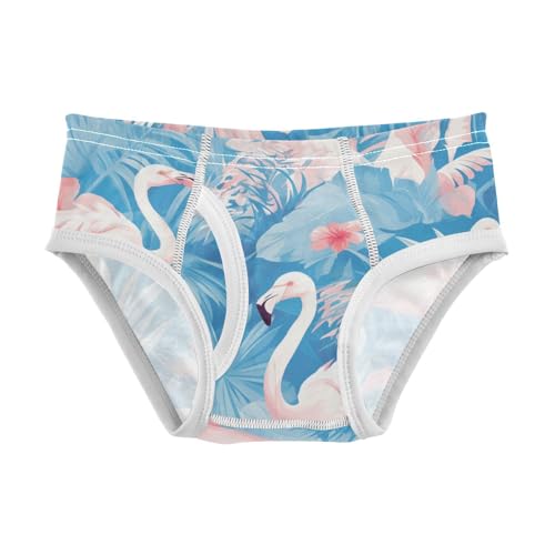 KLL Foliage Pink Flamingos Toddler Boy Pure Cotton Underwear Briefs Cute Undies