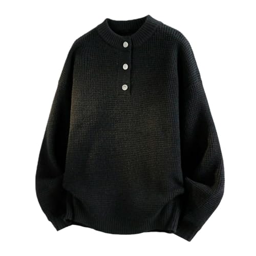 Pull en tricot homme à col rond pour l'automne et l'hiver gris chiné
