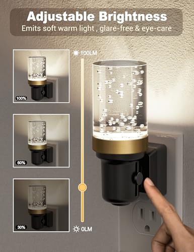 Image of JandCase Night Light, Dimmable Night Lights Plug into Wall, Auto On /Off Light Sensor Nightlight, 5000K Daylight White 0-100LM Brightness LED Night Light, Bathroom Hallway Bedroom Decoration