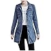 Veste en Jean Femme Longue Grande Taille Automne Casual Loose Denim Manches Longues Blouson Bouton Jacket Coat Outwear