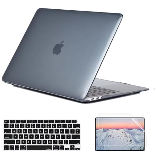 SsHhUu Custodia per MacBook 12 Pollici Retina Model A1534, Plastica Rigida Clear Cover con Tastiera Cover & Proteggi Schermo per MacBook 12 Pollici (Model: A1534, Release 2015-2017) Nero