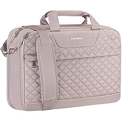 Maletin Para Portatil Mujer EMPSIGN Bolsa para Portátil de 17 Pulgadas, Maletín de Gran para Mujeres y Hombres, Viajes de Oficina de Negocios, Impermeable, Bolsa de Computadora Portátil con Bolsillos RFID, Rosa Polvoriento