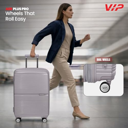 Image of VIP AER Plus Pro Check-in Trolley Bag 67cm | Medium | Hard Luggage | Smooth 8-Wheel Suitcase | Premium Polypropylene | Flushed TSA Lock Business Travel Luggage | 3 Years International Warranty (Grey)