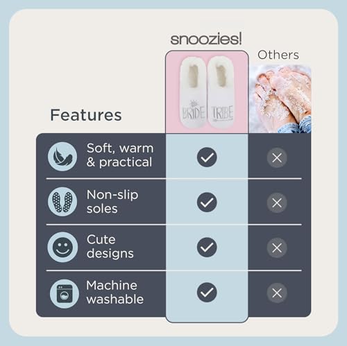 Image of Snoozies Bride Slipper Socks for Women with Soft Sherpa Lining Cute Bridal Wedding Day Slippers, Fun Bride-to-Be Gifts & Bridesmaid Gift