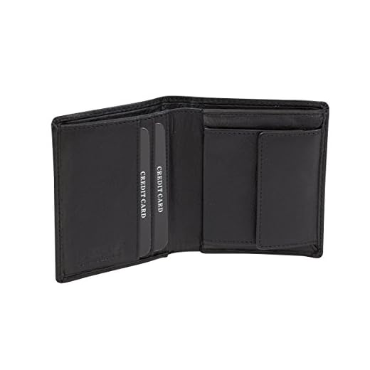LEAS Minibörse Geldbeutel dünn extra flach viele 8 Karten im Hochformat, Portmonee mit RFID Schutz Folie Echt-Leder, schwarz 10x8,5x2cm (LxBxH)