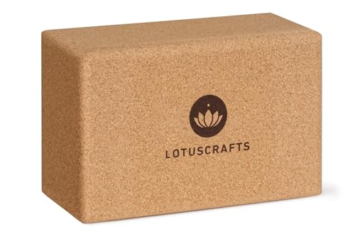 LOTUSCRAFTS Yogablock 100% Kork | Supra Grip beim Yoga & Dehnen | Yoga Block für...