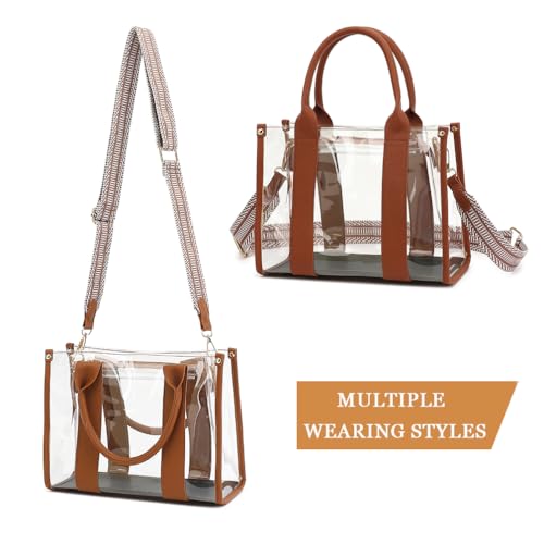Image of LOXOMU Clear Tote Bag Stadium Approved Crossbody Clear Bag for Stadium Events Plastic Purse Handbag for Women