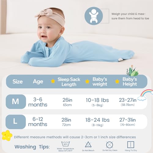 Image of ZIGJOY Swaddle Sleep Sack 3-6 Months, 0.5 Tog Baby Wearable Blanket | Rayon Made From Bamboo, Soft & Cool & High Stretchy. 2-way Zipper for Easy Diaper Changes. Long Sleeves Allow Self-soothing