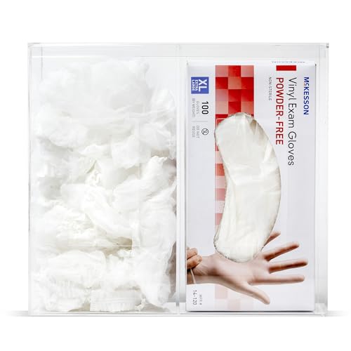 Image of IneVibe Double Hygiene Holder - 2 Compartment Acrylic Dispenser with Lid for Hairnets, Glove Boxes, Face Masks, Plastic Bags, Tissue Boxes in Home or Medical Setting - Counter or Wall Mount (Double)