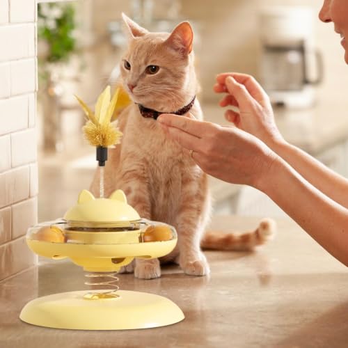 Piste à bille pour chat avec base anti-dérapante et mangeoire interactive - 3
